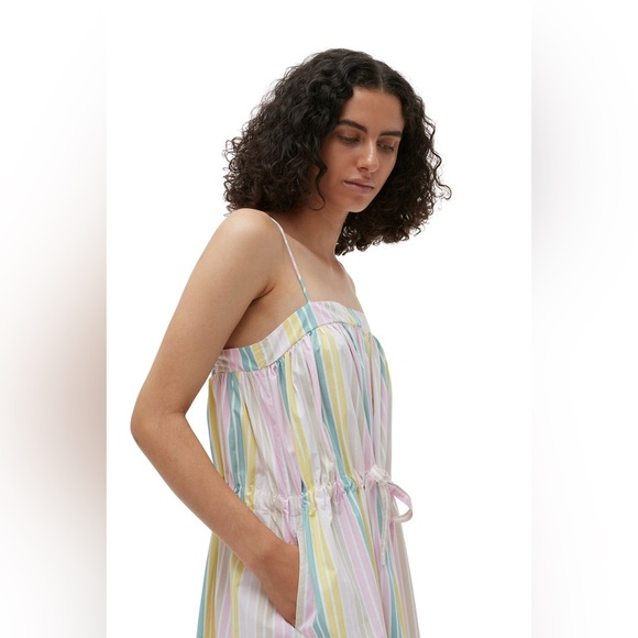 NWOT GANNI Stripe Cotton Maxi Strap Dress Multicolor Boho Casual Women’s Size 4 - Picture 4 of 16